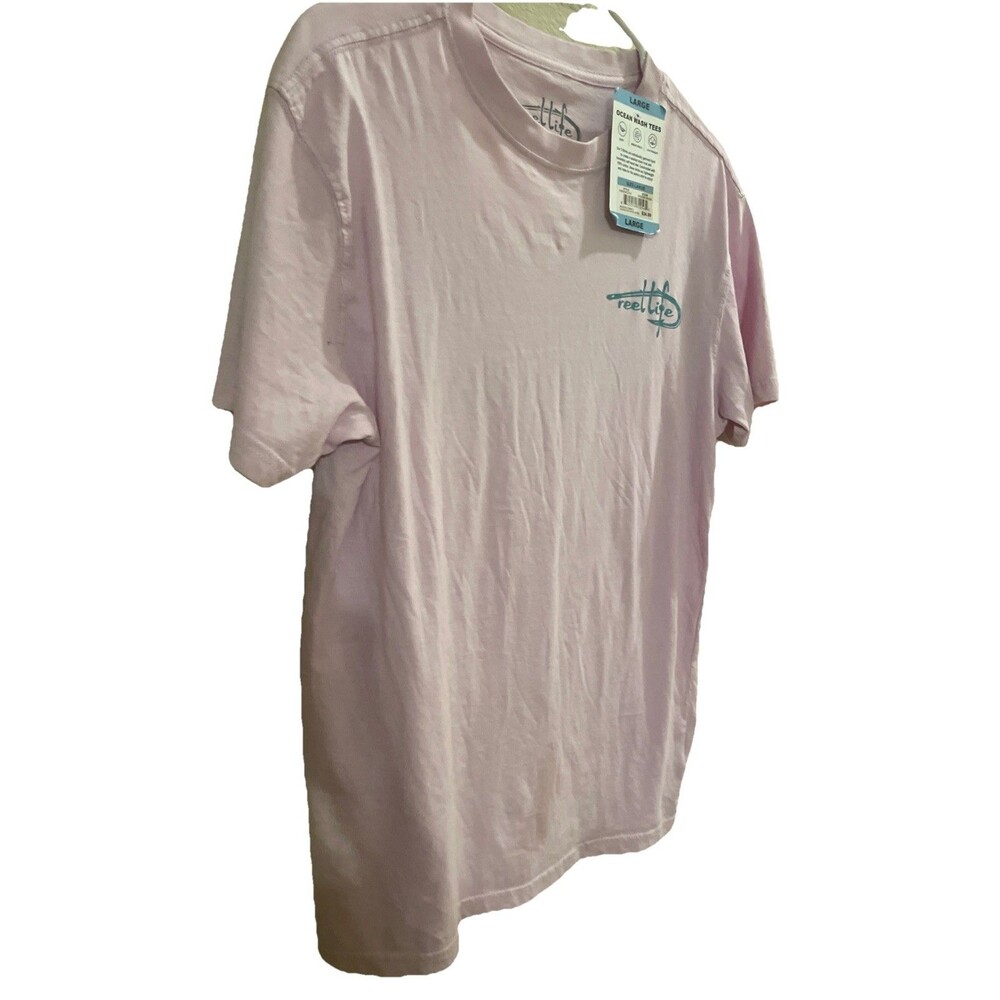 Men's short sleeve size large T-shirt. 'reel life'- live relaxed, casual, surf